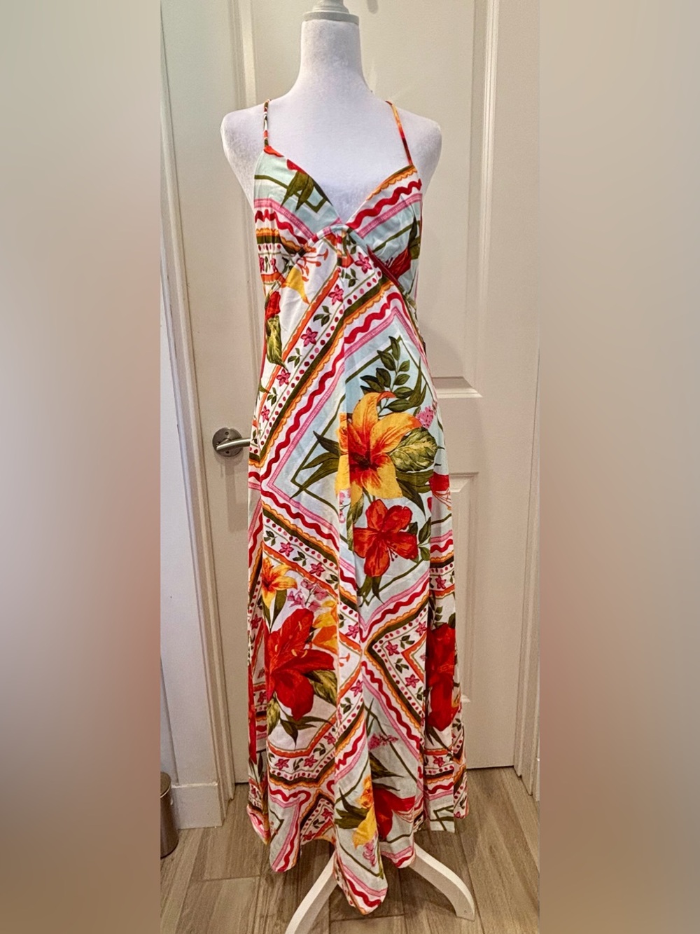 NWOT Crystal Sky Tropical Floral peekaboo Maxi Dress - L